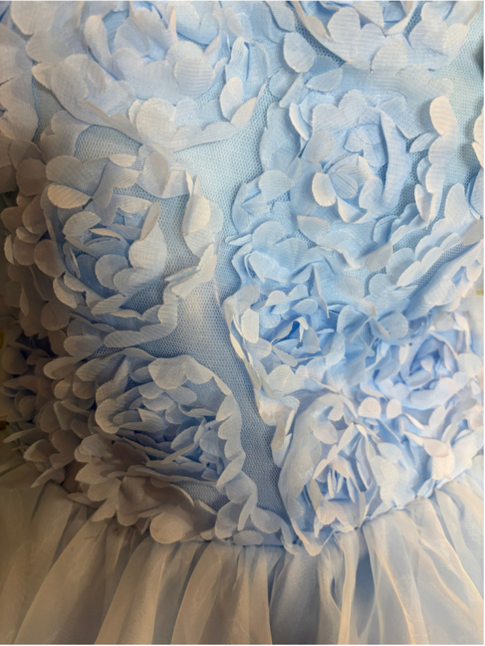 Faeriesty Powder Blue 3D Floral Balloon Mini Dress XS Coquette Bow - Picture 5 of 8
